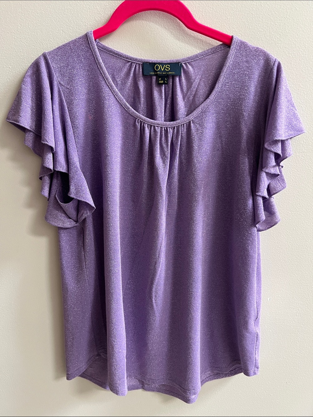 OVS Lavender Shimmer Ruffle Sleeve Blouse
